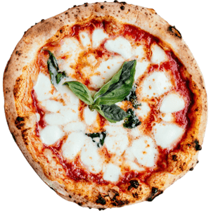 Napolitansk pizza med sprøde kanter, fyldig tomatsauce og smeltet mozzarella tilberedt på et støbejerns-stegebord